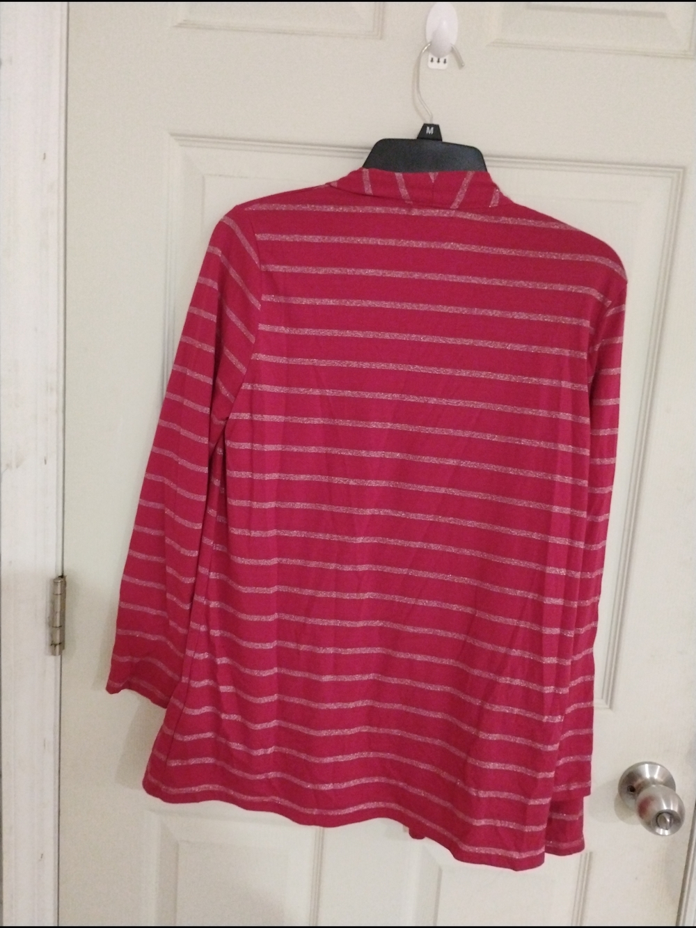 White Stag Red Tank With Built In Red Striped Open Cardigan with Silver Thread - Picture 9 of 11